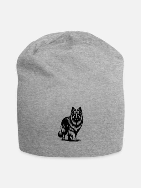 German Shepherd Portrait Tattoo Style - Jersey Beanie - heather gray - Front