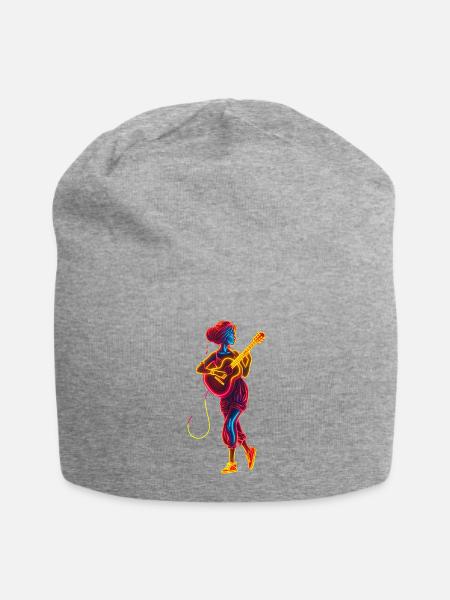 Female Guitarist Retrowave - Jersey Beanie - heather gray - Front