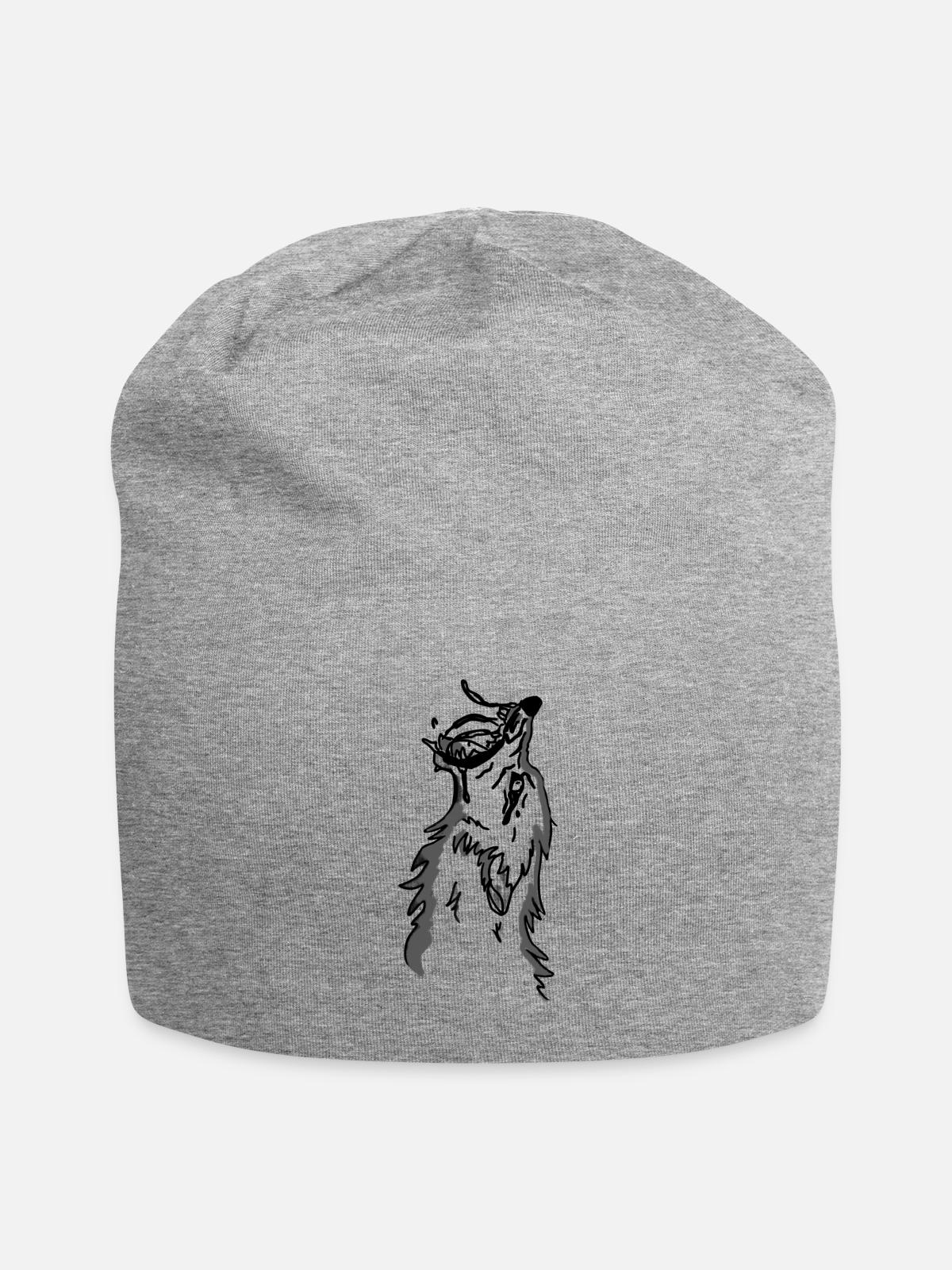 Lone Wolf Moonlit Silhouette - Jersey Beanie - heather gray - Front