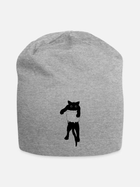 Cat in pocket - Jersey Beanie - heather gray