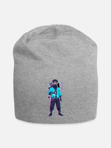 Neon Shinobi Cyan - Jersey Beanie - heather gray - Front