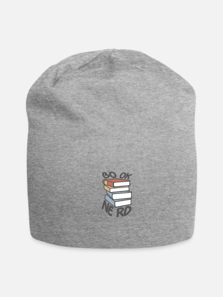 Book nerd book stack - Jersey Beanie - heather gray - Front