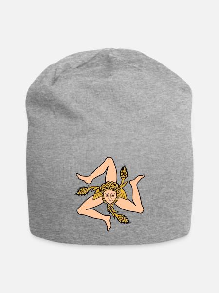 Sicilian triskelion - Flag of Sicily - Jersey Beanie - heather gray