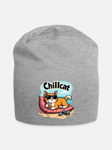 Chillcat – Furry. Lazy. Fabulous. - Jersey Beanie - heather gray - Front