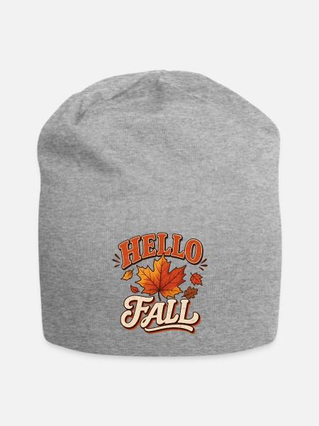 Hello Fall - Vintage Maple Leaf Design - Jersey Beanie - heather gray - Front