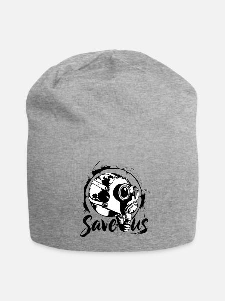Atlas Gas Mask World Graphic (save us) - Jersey Beanie - heather gray - Front