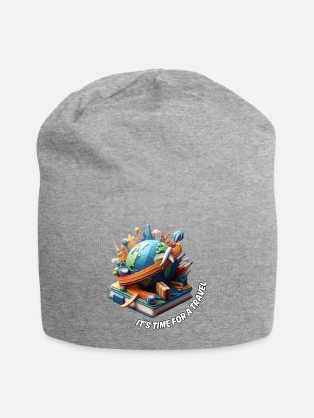 TRAVELING #5 / TRAVEL - Jersey Beanie - heather gray - Front