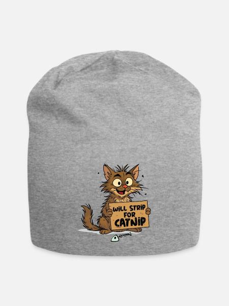 Will Strip For Catnip - Jersey Beanie - heather gray