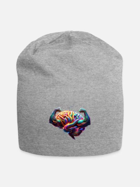 Neon Neural Brain - Jersey Beanie - heather gray - Front