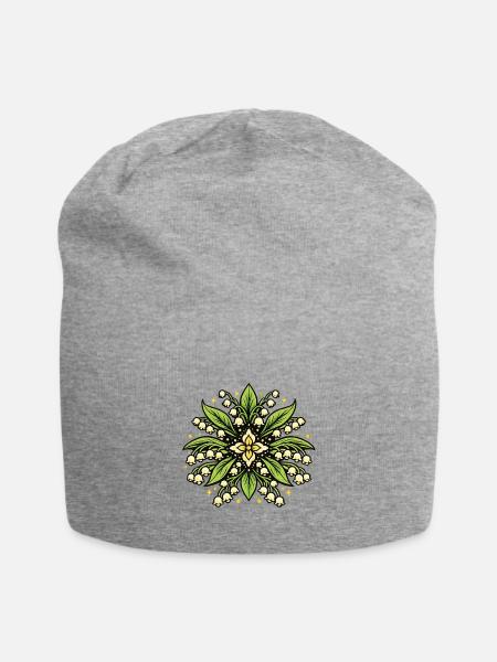 Lily Bell Mandala Garden - Jersey Beanie - heather gray - Front