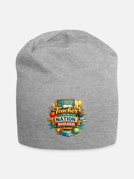 Teacher Nation Builder - Jersey Beanie - heather gray - Front