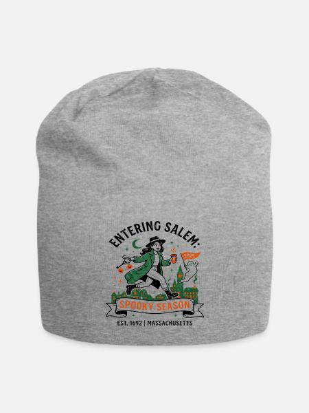 Entering Salem Massachusetts Fall Town Witch - Jersey Beanie - heather gray - Front