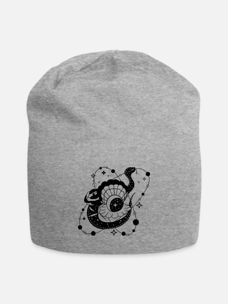 Mystical snake of space and ocean. Minimalist esot - Jersey Beanie - heather gray - Front