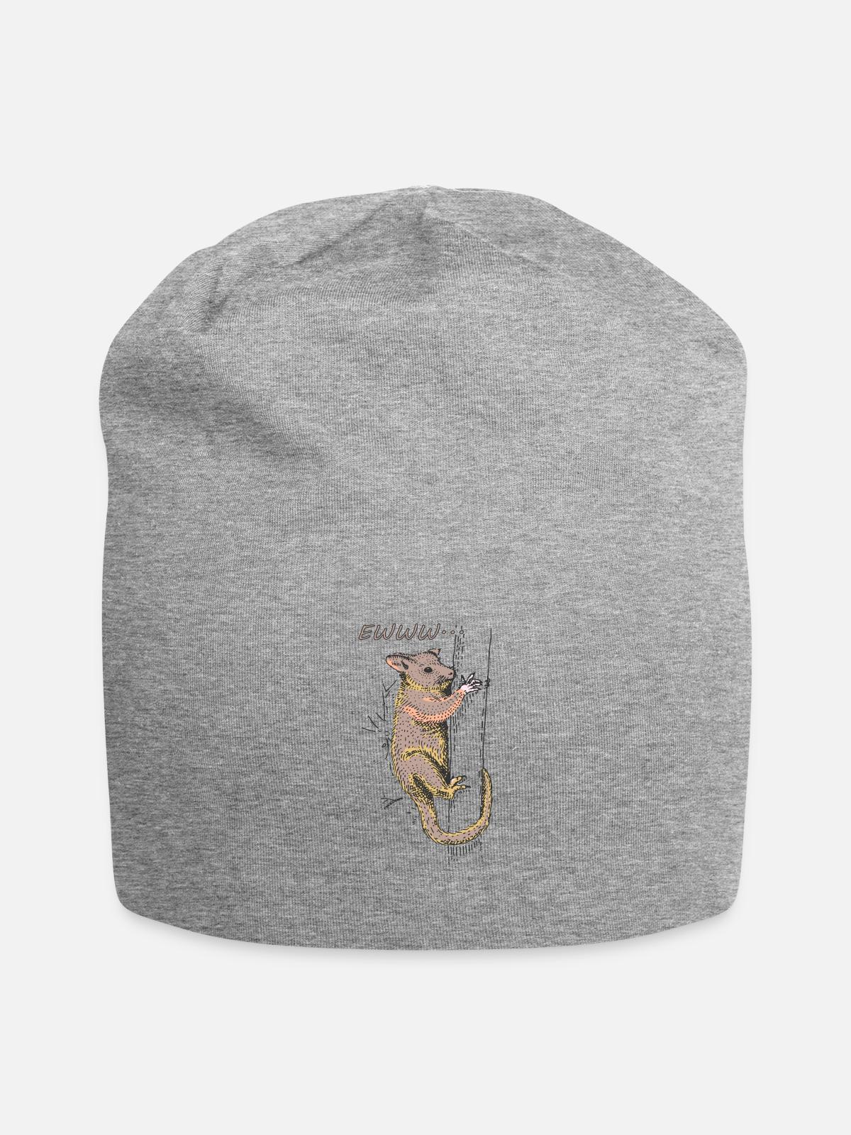 Funny Opossum, Opossum EWWW - Jersey Beanie - heather gray - Front
