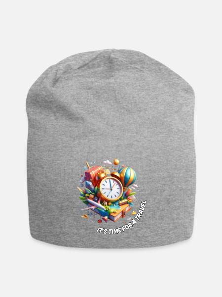 TRAVELING #2 / TRAVEL - Jersey Beanie - heather gray - Front