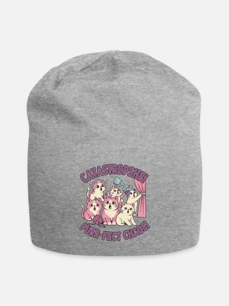 CATASTROPS - PURR-FECT CHAOS Cat Lover Design - Jersey Beanie - heather gray