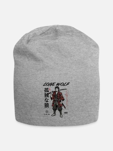 Lonely Wolf Ronin Samurai - Jersey Beanie - heather gray - Front