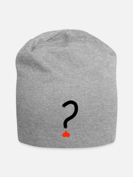 Crimson Question Mark Icon - Jersey Beanie - heather gray - Front