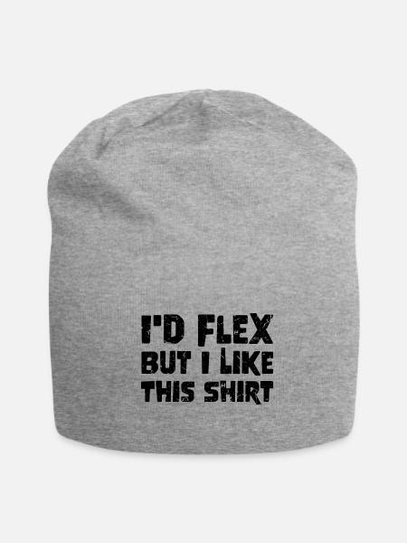Ironic Funny grunge Id Flex But I Like This - Jersey Beanie - heather gray