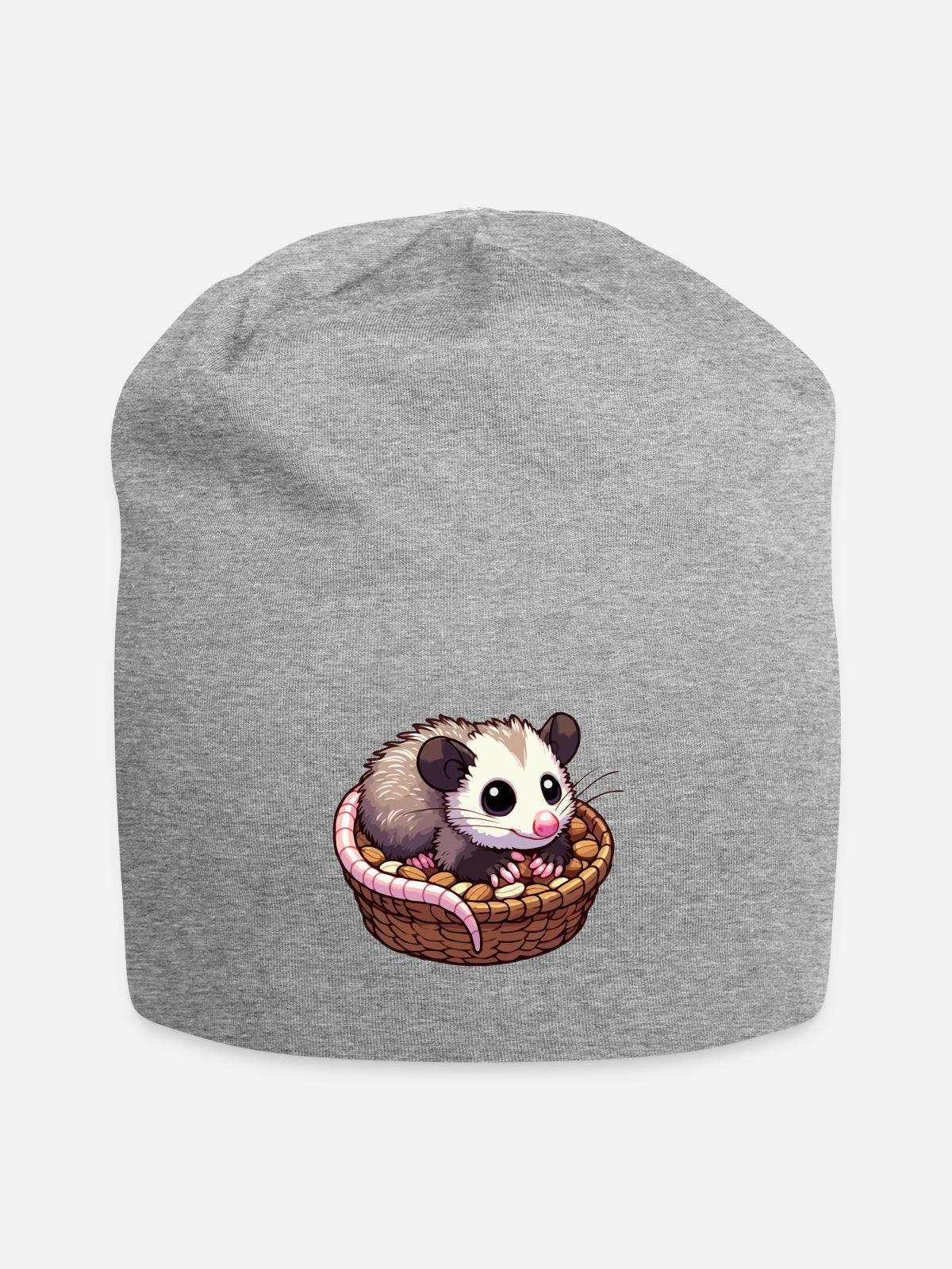 Cute Baby Opossum - Jersey Beanie - heather gray - Front