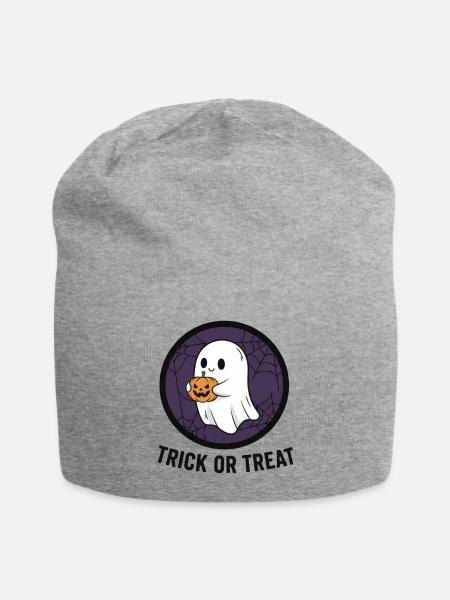 Ghost Pumpkin Trick or Treat - Jersey Beanie - heather gray