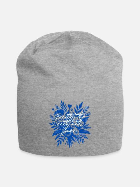 Beautify_the_earth_with_flowers - Jersey Beanie - heather gray - Front