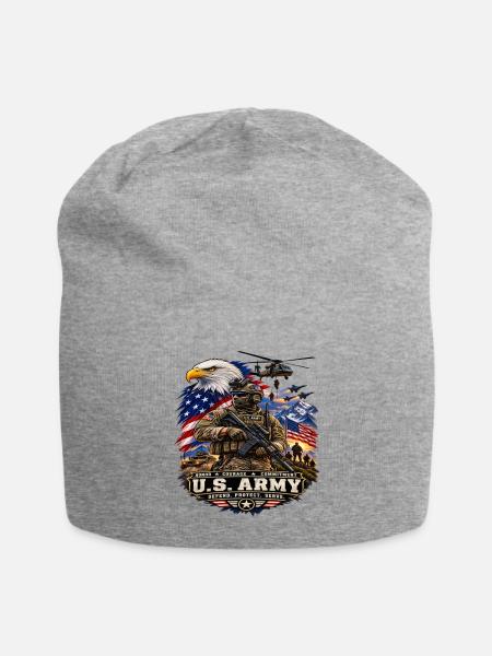 American Military Pride – Honor, Courage & Freedom - Jersey Beanie - heather gray - Front