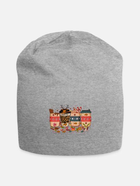 Christmas coffee, christmas party, christmas vibes - Jersey Beanie - heather gray
