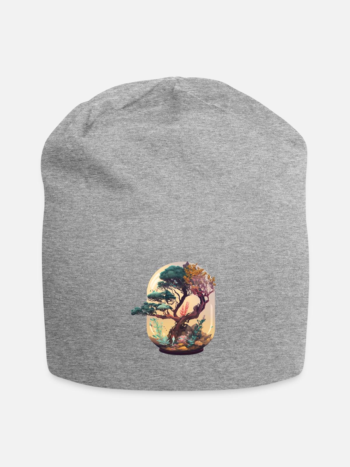 Bonsai Tree Terrarium - Jersey Beanie - heather gray - Front