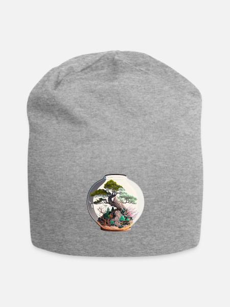 Bonsai Tree Terrarium - Jersey Beanie - heather gray - Front