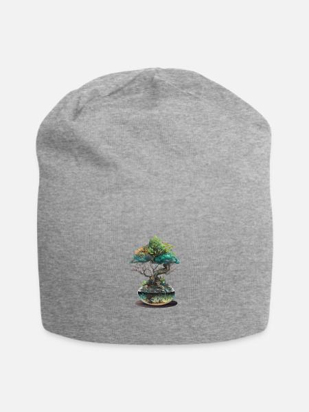 Bonsai Tree Terrarium - Jersey Beanie - heather gray - Front