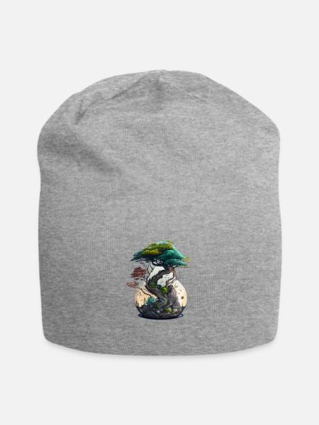 Bonsai Tree Terrarium - Jersey Beanie - heather gray - Front