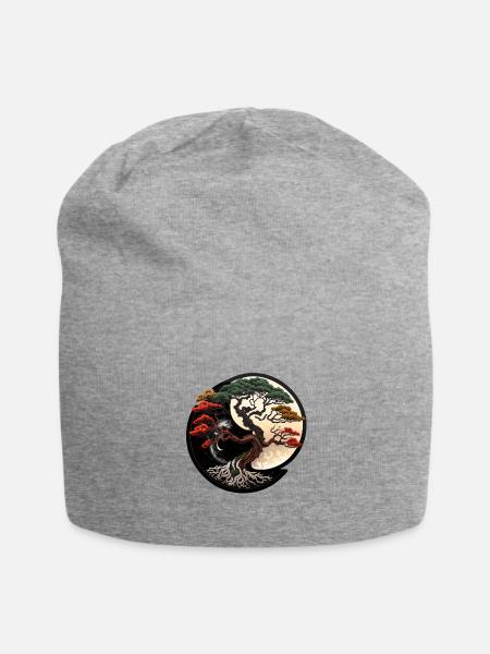 Yin and Yang Bonsai Tree - Jersey Beanie - heather gray