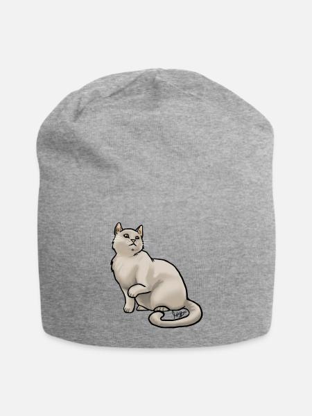 Cat European Shorthair Tan - Jersey Beanie - heather gray