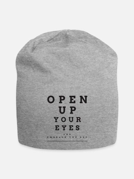 OPEN YOUR EYES - Jersey Beanie - heather gray - Front