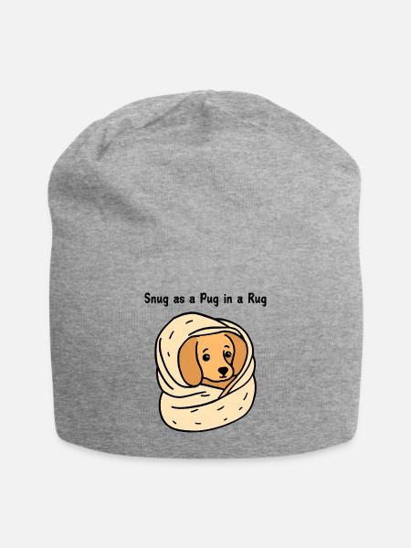 Snug as a Pug in a Rug - Jersey Beanie - heather gray - Front