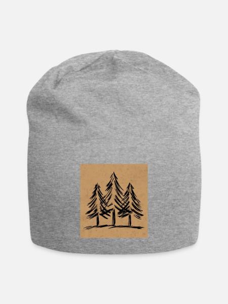 Skinny pine trees Pine forest gift for nature hike - Jersey Beanie - heather gray - Front