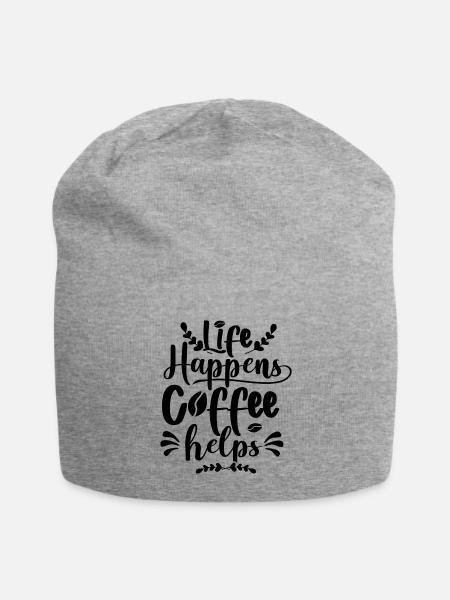 Life Happens Coffee Helps - Jersey Beanie - heather gray - Front