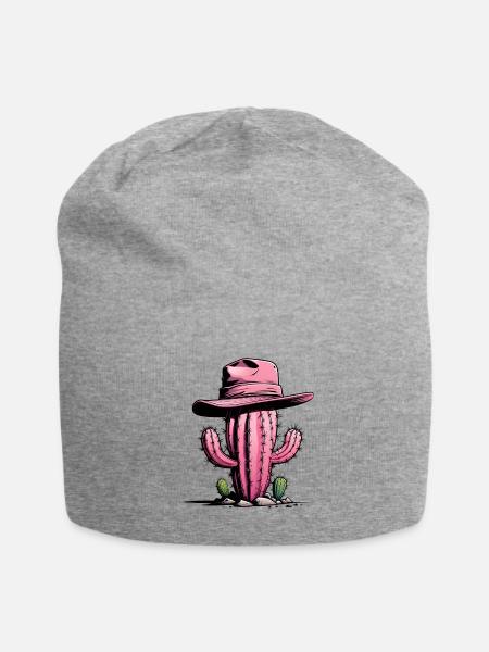 Pink cactus with hat - Jersey Beanie - heather gray