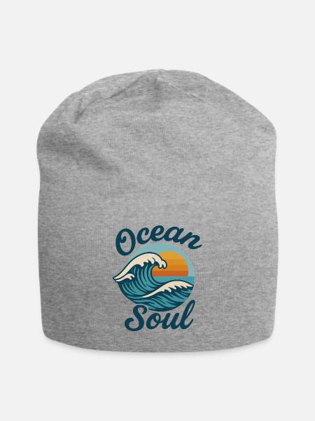 Ocean Soul Waves Sunset - Jersey Beanie - heather gray - Front