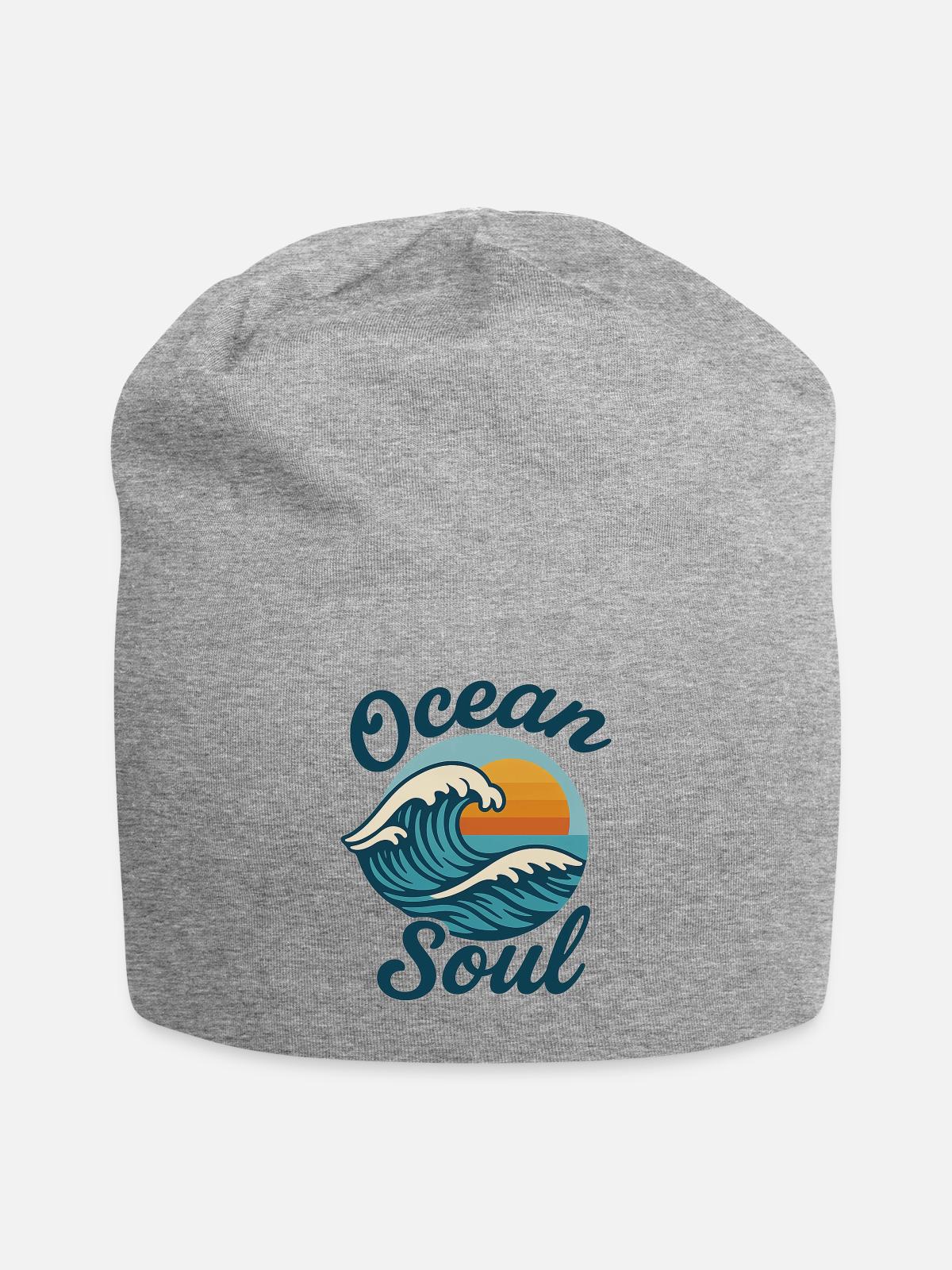 Ocean Soul Waves Sunset - Jersey Beanie - heather gray - Front