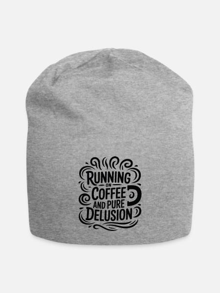 Running on Coffee and Delusion - Jersey Beanie - heather gray