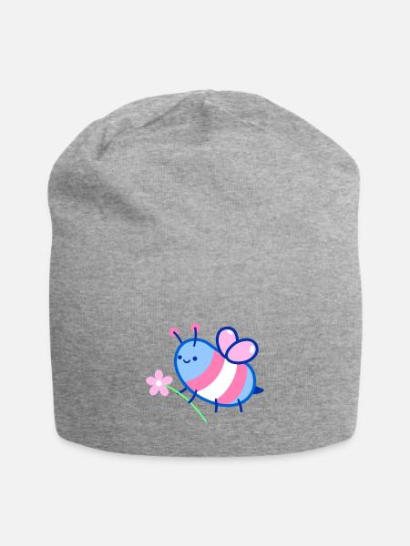 Trans pride bee - Jersey Beanie - heather gray - Front