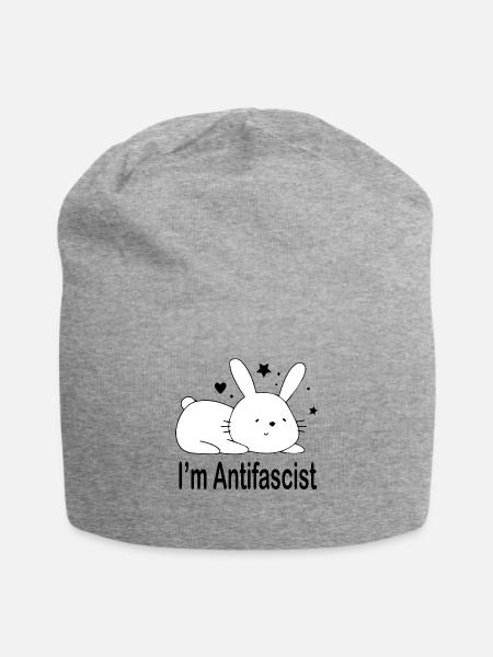 Antifascist Bunny - Jersey Beanie - heather gray - Front