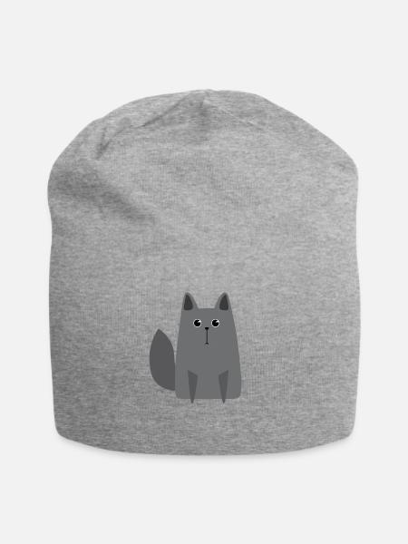 Grey Cat Sitting - Jersey Beanie - heather gray