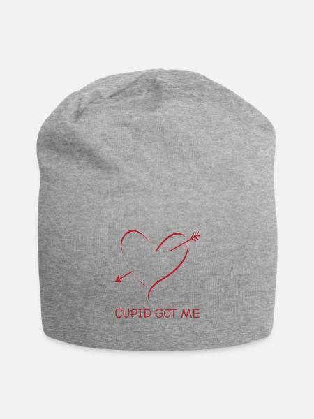 Cupid Got Me Funny Valentines Day Couples Gift - Jersey Beanie - heather gray