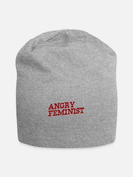 Angry Feminist - Jersey Beanie - heather gray