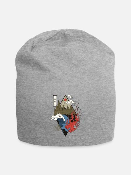 four elements japanese illustration - Jersey Beanie - heather gray