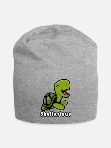 Shellarious Cute Little Turtle Laughing - Jersey Beanie - heather gray
