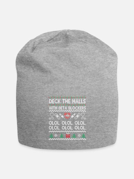 Deck The Halls With Beta Blockers OLOL - Jersey Beanie - heather gray - Front